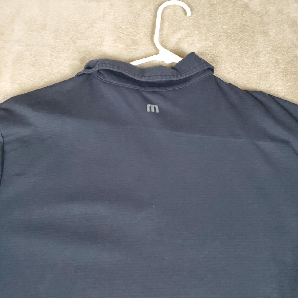 Travis Mathew Polo Shirt Mens XL Blue Striped Pima Cotton Golf Performance Top - Picture 11 of 11